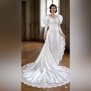 Elegant Vintage White Lace Wedding Dress